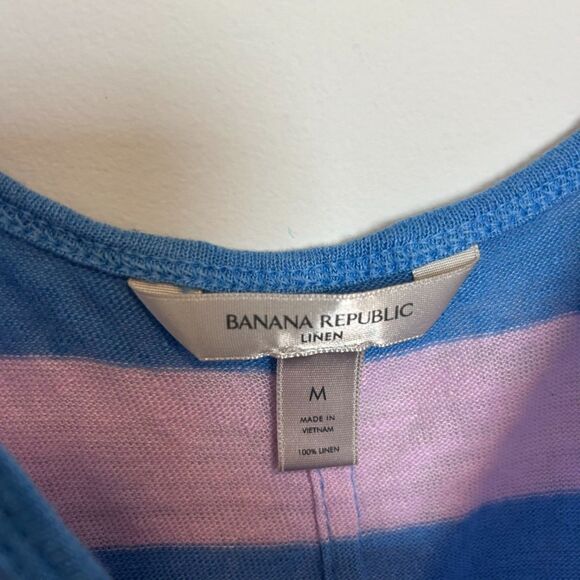 Banana Republic Womens Tank Top Size Medium 100% Linen Sleeveless Striped - Picture 4 of 15